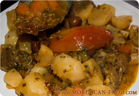 Vegetables and beef tajine